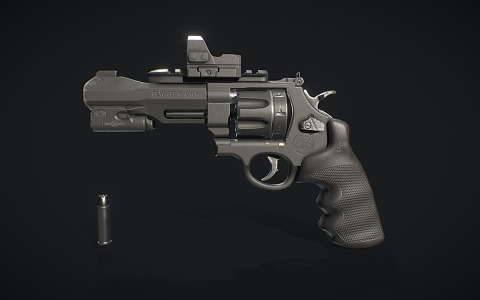 Revolver semi-automatic pistol military weapon 3d model