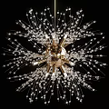 Luxurious Modern Chandelier With Crystal Beads And Golden Radiant Decorative Structure