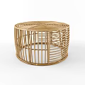 Natural Round Woven Rattan Coffee Table with Open Structure Design 3d model