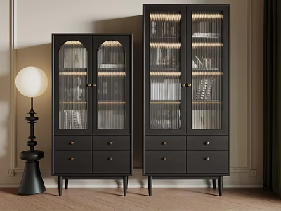 Antique Decorative Cabinet Five-drawer Bookcase Floor Lamp 3d model