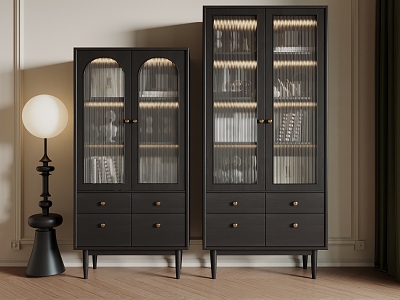 Antique Decorative Cabinet Five-drawer Bookcase Floor Lamp 3d model