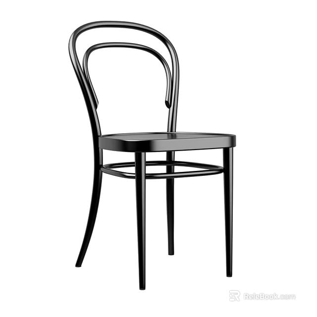 Sleek Black Modern Leisure Chair With Curved Backrest And Thin Metal Legs Design 3d model 
