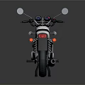 Vintage White Motorcycle with Black Seat Silver Engine Round Headlight and Rearview Mirror