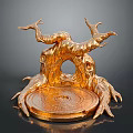 Modern Decorative Sculpture With Golden Tree Root Design And Circular Base
