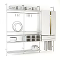 Modern Closet Storage System With Black Metal Shelves Storage Boxes Hangers And Wooden Cabinet
