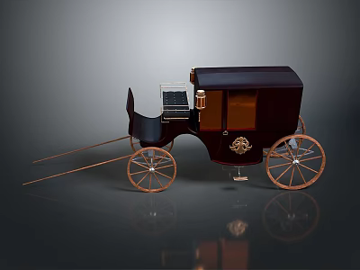 Classic Horse Carriage With Dark Wooden Body Ornate Details Spoked Wheels And Traditional Design 3d model