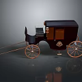 Classic Horse Carriage With Dark Wooden Body Ornate Details Spoked Wheels And Traditional Design