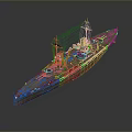 Vintage Battleship 3D Model Design With Detailed Structure And Deck Features