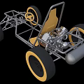 Metal Go Kart Frame With Yellow Seat And Black Wheels Design
