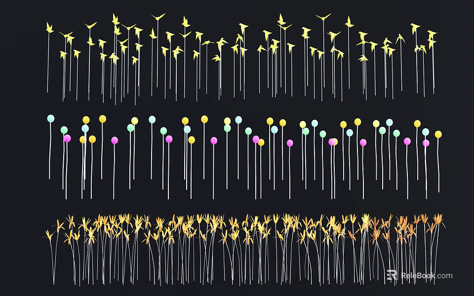 Outdoor Decorative Lights Multiple Modern Designs with Yellow and Colorful LED for Garden and Yard 3d model 