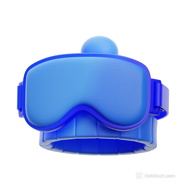 Blue Sport Goggles With Elastic Strap And Protective Design For Sports 3d model 