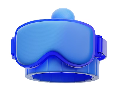 Blue Sport Goggles With Elastic Strap And Protective Design For Sports 3d model