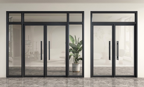 Glass door shop door shop door glass double door glass door office door 3d model