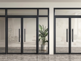 Glass door shop door shop door glass double door glass door office door 3d model