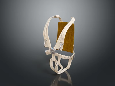 White Adjustable Harness With Soft Brown Padding For Daily Comfortable Use 3d model