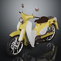 Yellow Classic Motorcycle with Brown Leather Seat Chrome Wheels and Sleek Body Design