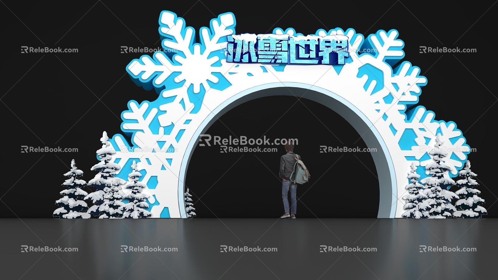 Winter Shopping Mall Real Estate Ski Resort Atmospheric Snowflake Arch Ice and Snow Festival Door Head 3d model