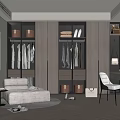 Modern Walk-in Closet Interior Design With Cabinets Hanging Areas Sofa And Wooden Floor