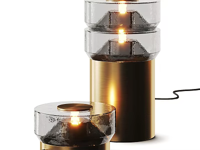 Minimalist Table Lamp Design With Transparent Glass Shade Brass Base And Warm Light 3d model