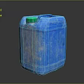 Blue Plastic Barrel With Green Lid And Blue Handle Featuring Surface Marks For Storage 3d model