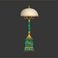 Elegant Green Gold Table Lamp Combination With White Lampshade And Decorative Base