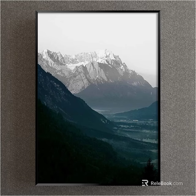 Scenic Mountain Landscape With Snow Capped Peaks And Lush Forest Valley 3d model 