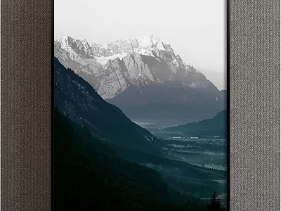 Scenic Mountain Landscape With Snow Capped Peaks And Lush Forest Valley 3d model