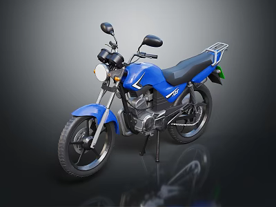 Blue Commuter Motorcycle with Black Seat Rear Rack Simple Design for Practical Daily Use 3d model