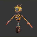 Yellow And Black Mechanical Robot With Single Wheel Camera Eye And Striped Design