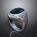 Silver Ring With Dark Stone And Braided Edge For Daily Life Use 3d model