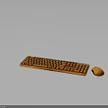 Wooden Electronic Keyboard And Mouse Set For Computer Peripherals Use 3d model