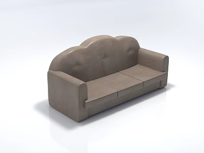 Gray Modern Multi-person Sofa with Cloud Shaped Backrest and Fabric Upholstery 3d model