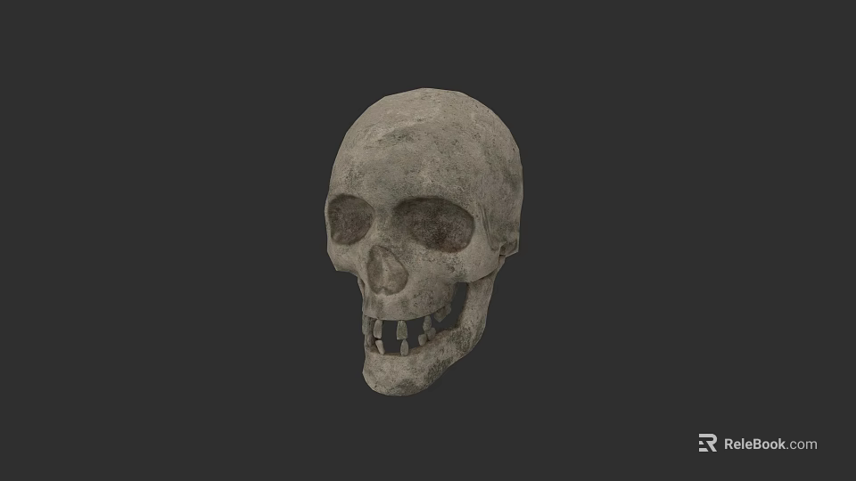 Handcrafted Realistic Human Skull Stone Sculpture Carving With Detailed Texture 3d model 