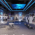 Modern CMKE Clothing Store Interior Featuring Trendy National Style Clothing Displays And Blue Lighting