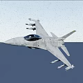 High Speed Gray Camouflage Fighter Jet Flying With Attached Missiles And Tail Flame
