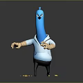 Blue Game Movie Character In White Outfit With Bandaged Arms Standing On Yellow Substance