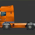 Vibrant Orange Semi Truck Cab Featuring Modern Design And Reflective Surface Details