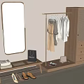 Quiet wind hanger shoe changing stool mirror 3d model