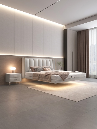 Double Bedroom Leather Bed 3d model