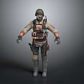 Tactical Military Character In Combat Uniform With Protective Vest And Helmet