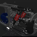 Mechanical Assembly With Metal Frame Blue Motor Red Springs And Black Components