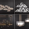 Modern Artistic Chandelier Designs With Geometric Metal Frames And Glass Elements 3d model