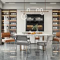 Light Luxury Dining Table and Chair Combination 3d model