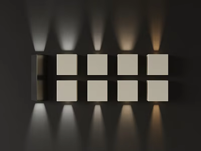 Modern Square Wall Sconces Arranged On Dark Background With Soft Lighting And Projected Shadows 3d model