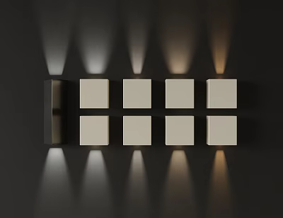Modern Square Wall Sconces Arranged On Dark Background With Soft Lighting And Projected Shadows 3d model