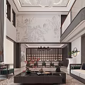 Luxurious Duplex Living Room With Art Wall And Elegant Decor