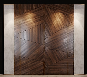 Modern background wall wood veneer wall panel background wall 3d model