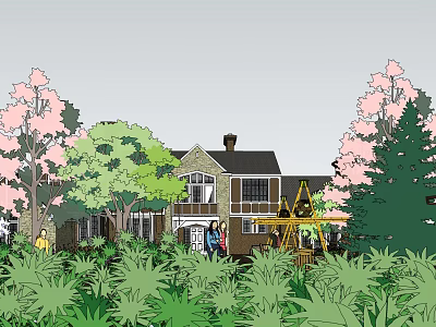 Modern landscape landscape performance 3d model