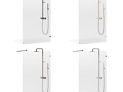 Modern Wall Mounted Shower System With Handheld And Overhead Spray In Black Gold Silver Finishes 3d model