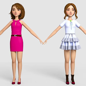 Cartoon Style Girl Woman Disney Style Woman Pretty Auntie Cartoon Girl Cartoon Girl Lori 3d model